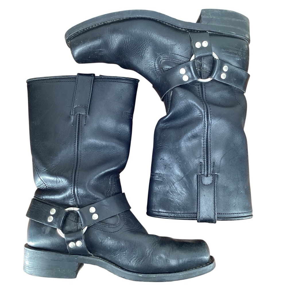 Xelement LU1442 Men's Black Leather Harness Biker Boots Square Toe Size 10 M - Picture 5 of 8